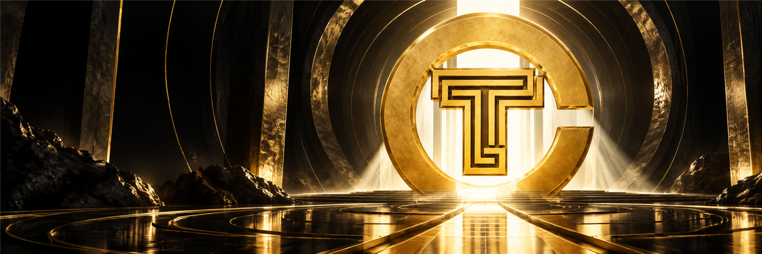 A monumental gold BEM COIN gate in a dark vault